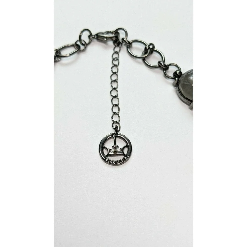 Trifari Gunmetal Gray Cabachon Faux Stone Statement Necklace - Picture 7 of 8